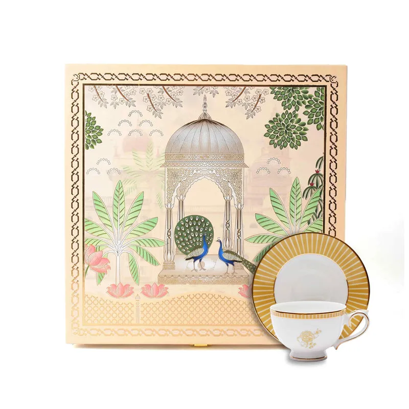 Gilded Iris 24k Gold Brushed Porcelain Tea Cup & Saucer (280 mL) - Set of Six media 7