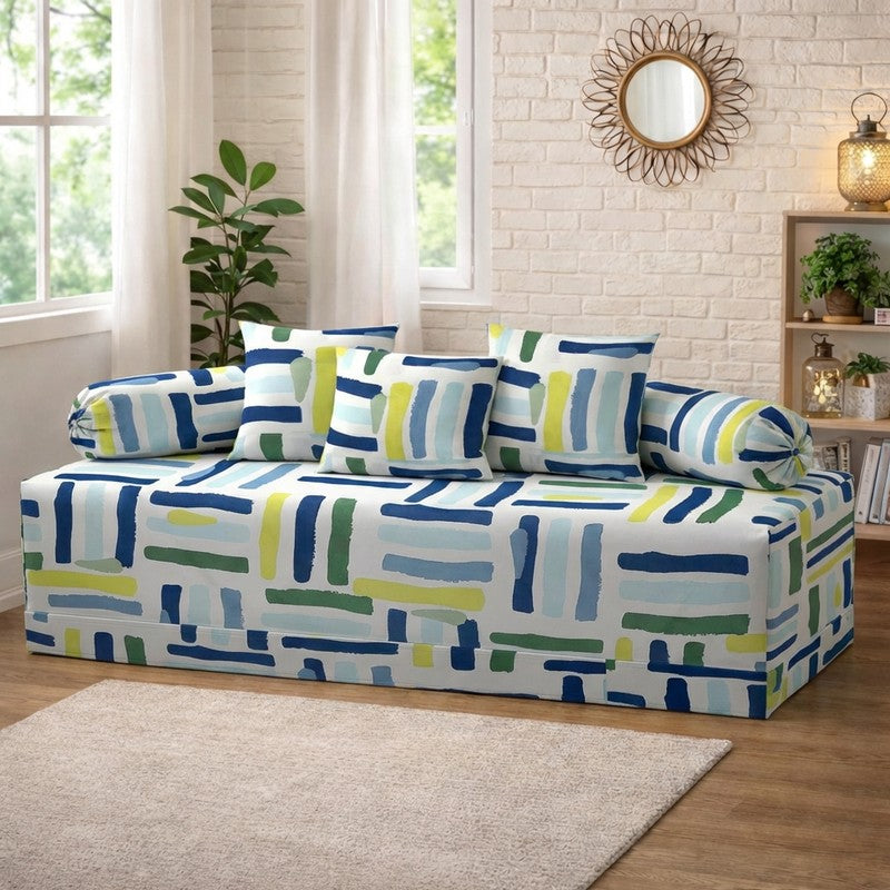 Colorra Printed Diwan Set - Six Piece Set
