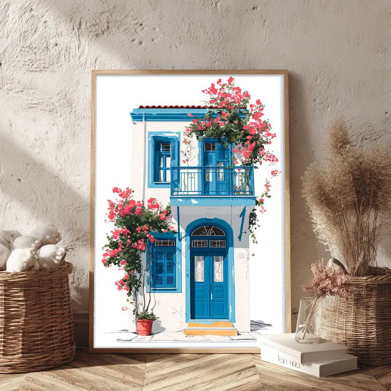 Window Shutters Canvas Wall Painting - Brown Frame media 3