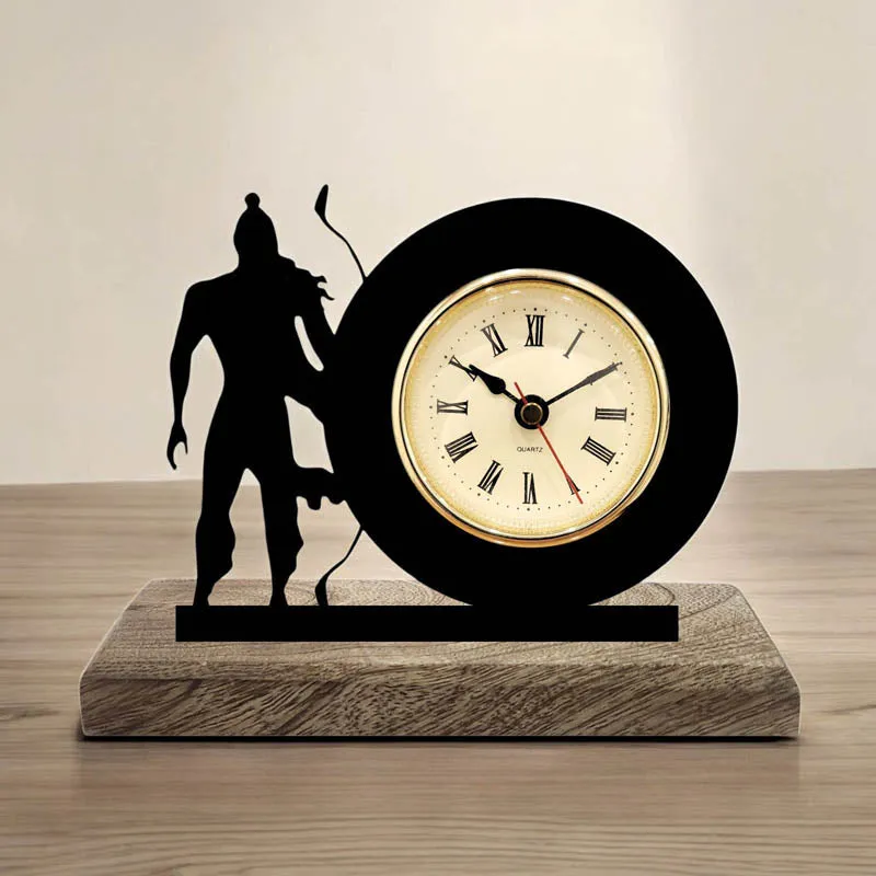 Lord Rama Iron & Mango Wood Table Clock media 1