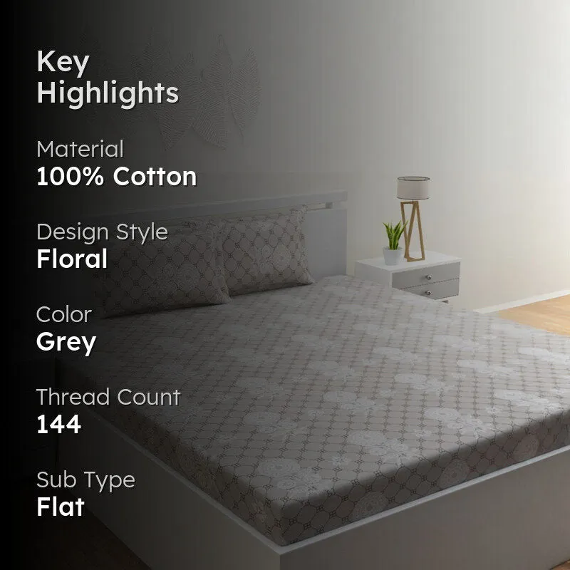 Tender Touch Cotton Bedsheet (Taupe) - 144 TC media 2