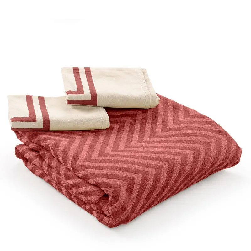 Wave Whisper Cotton Bedsheet (Red) - 224 TC media 6