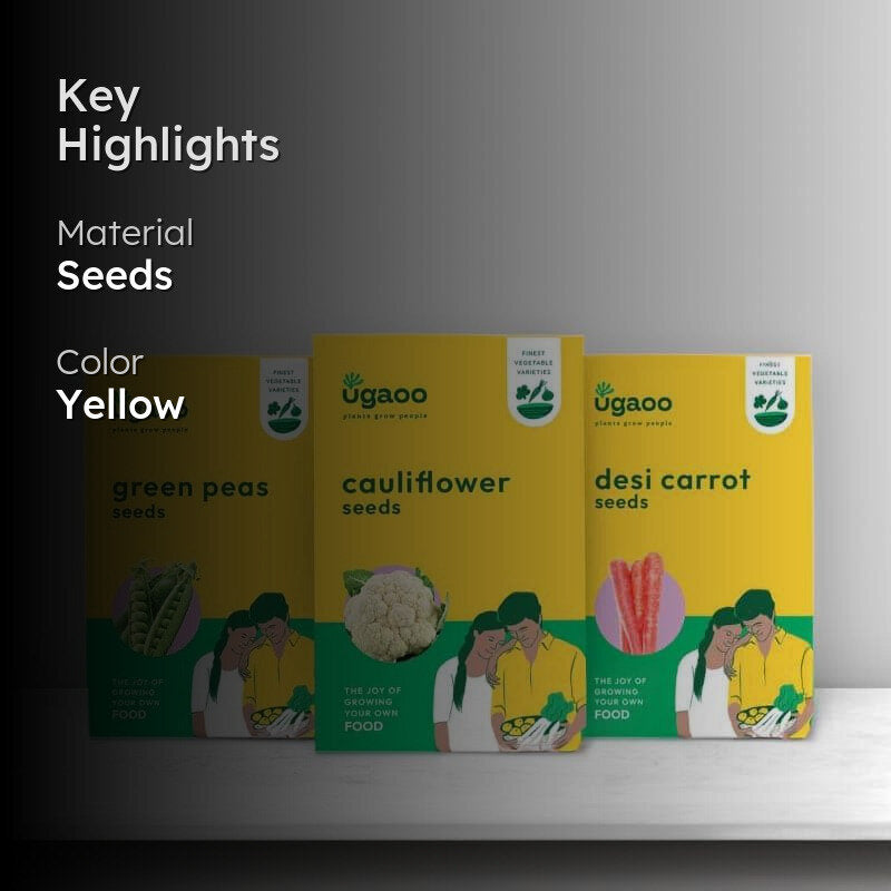 Ugaoo Veges Seeds (Cauliflower, Green Peas, Desi Carrot) - Set Of Three media 2