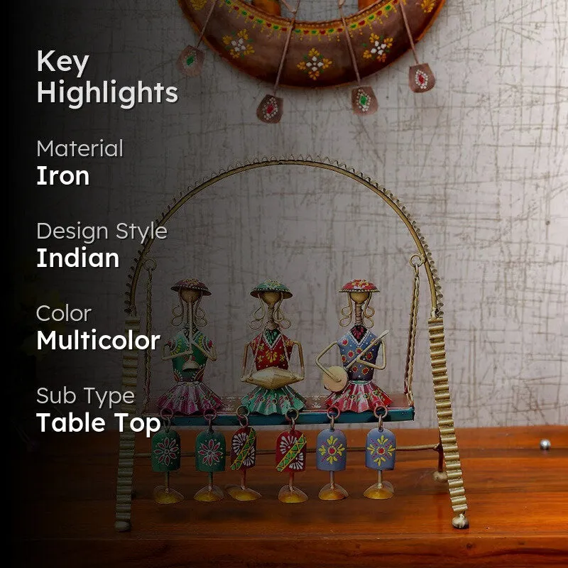 Rajasthani Musician Iron Jhula Showpieces media 2