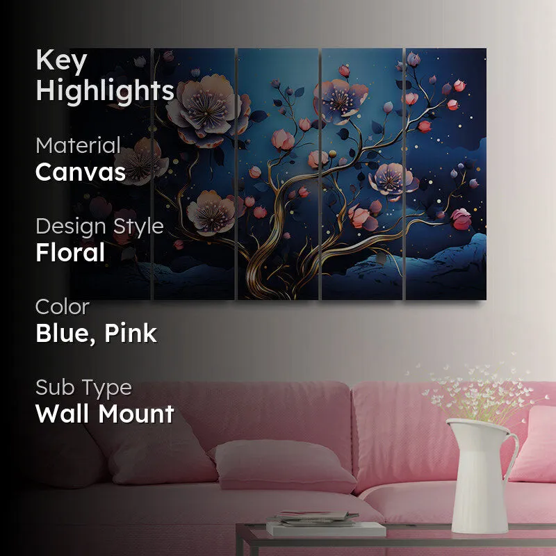 Midnight Fiora Canvas Wall Art - Set Of Five media 2
