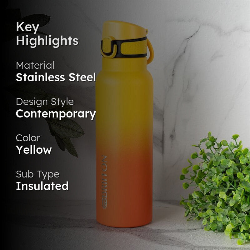 Hydro Chic Hot & Cold Thermos Water Bottle (Yellow & Orange) - 750 mL media 2