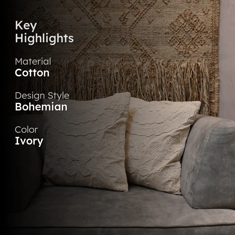 Plush Curves Tufted Cushion Cover (Ivory) - Set Of Two media 2