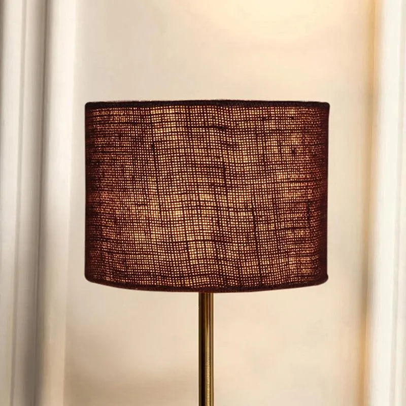 Loft Gleam Jute & Metal Table Lamp (Drum) - Brown,Gold media 3