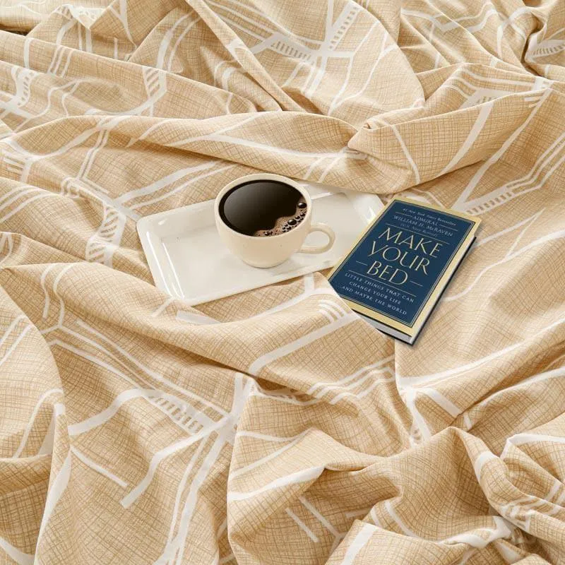 Swayam Magic Maze Cotton Bedsheet (Beige) - 250 TC media 4