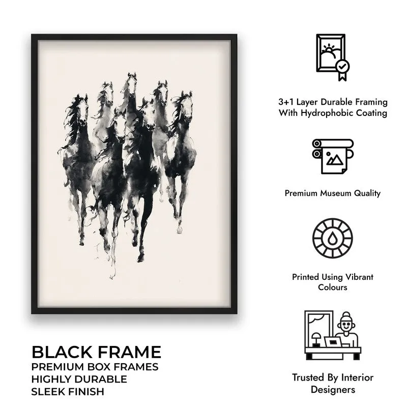 Vintage Horse Gallop Wall Painting With Black Frame media 10
