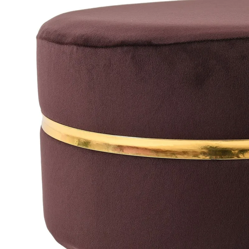Classic Solid Velvet Ottoman - Brown media 4