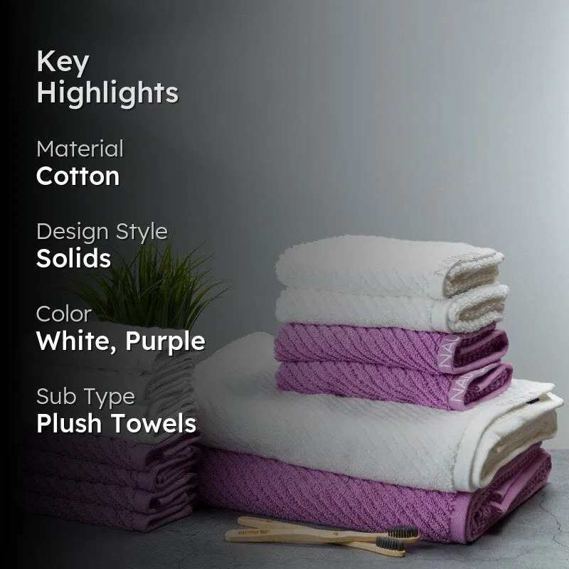 Nautica Riviera Soft Cotton Towel Set (White & Lilac) - Fourteen Piece Set media 2