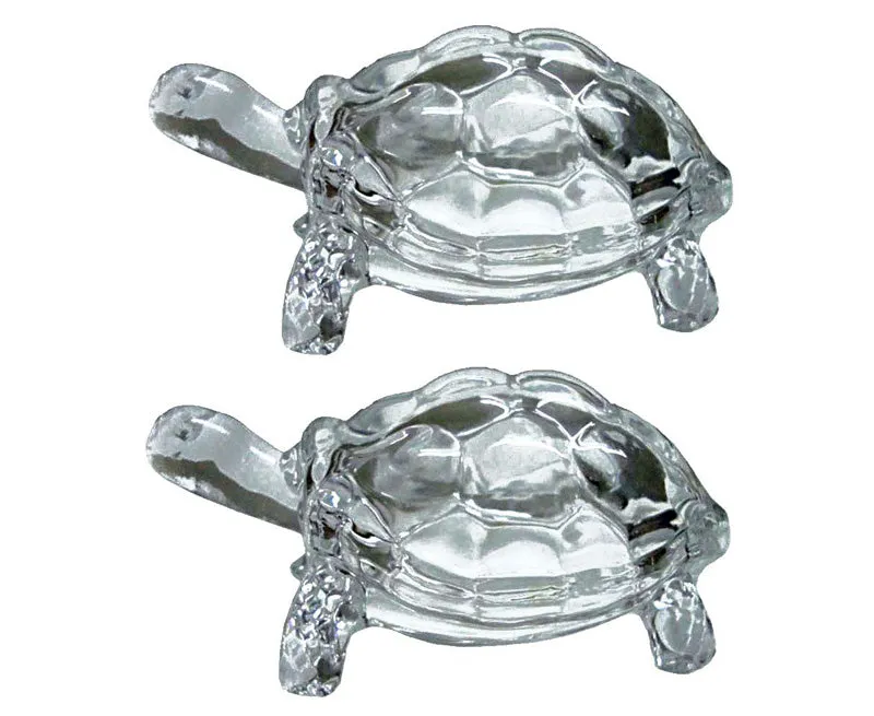 Vastu Crystal Glass Turtle Showpiece - Set Of Two media 5
