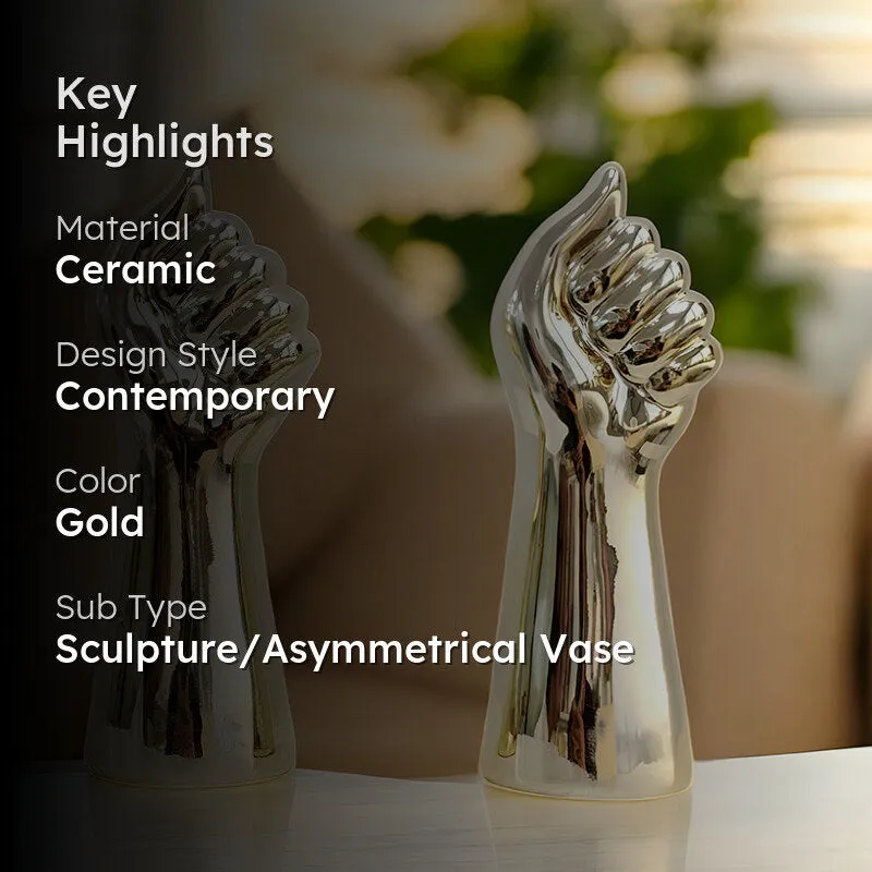 Hand Bouquet Vase (Gold) - Set Of Two media 2