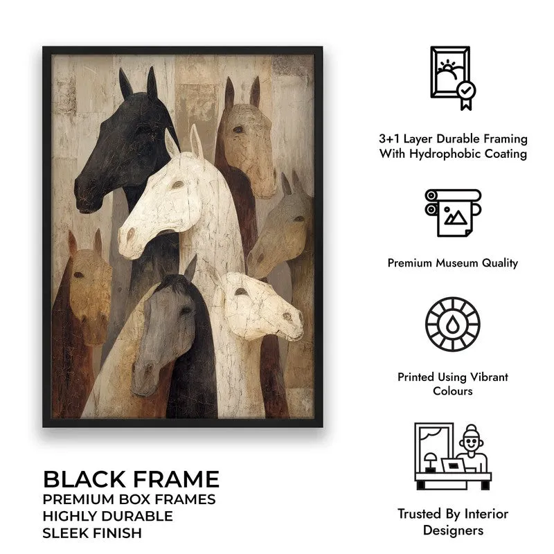 Herd of Horses Wall Painting With Black Frame media 10