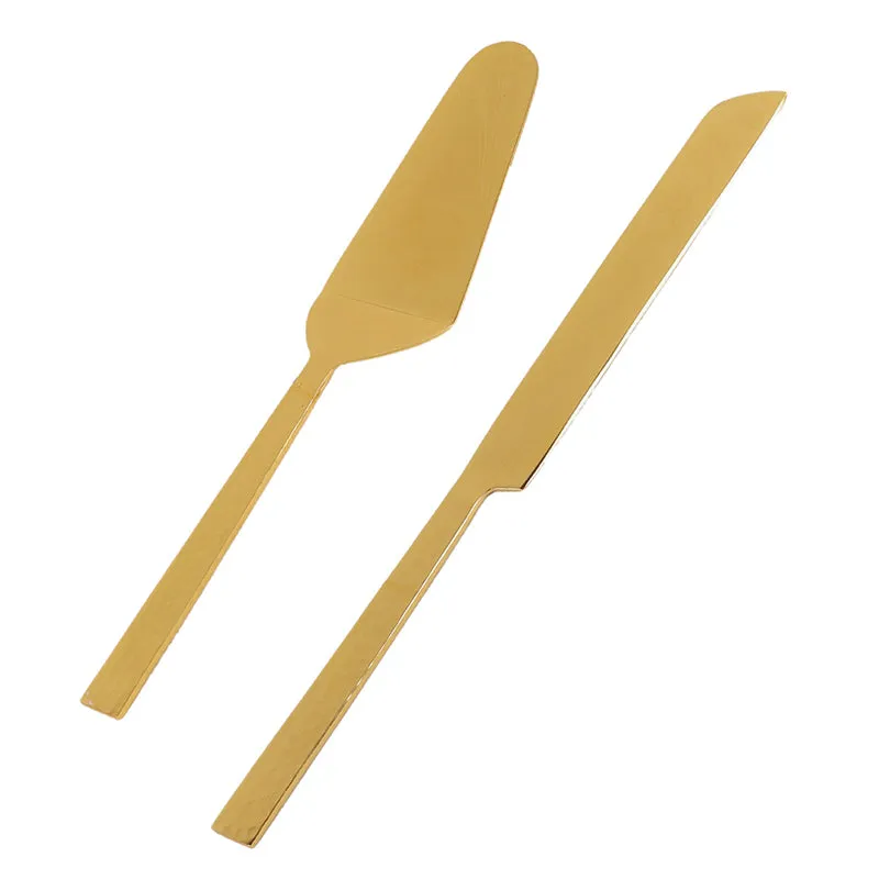 Velvessa Stainless Steel Cake Server Set (Gold) - Set Of Two media 3