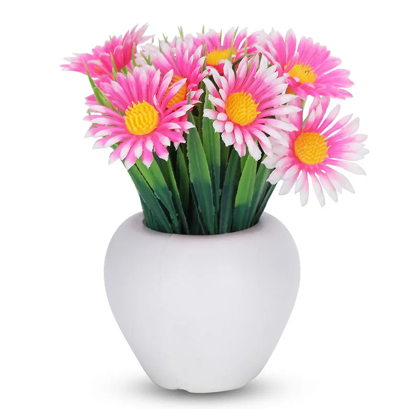 Faux Daisy Love Plant With Black Plastic Pot - Set Of Three media 3