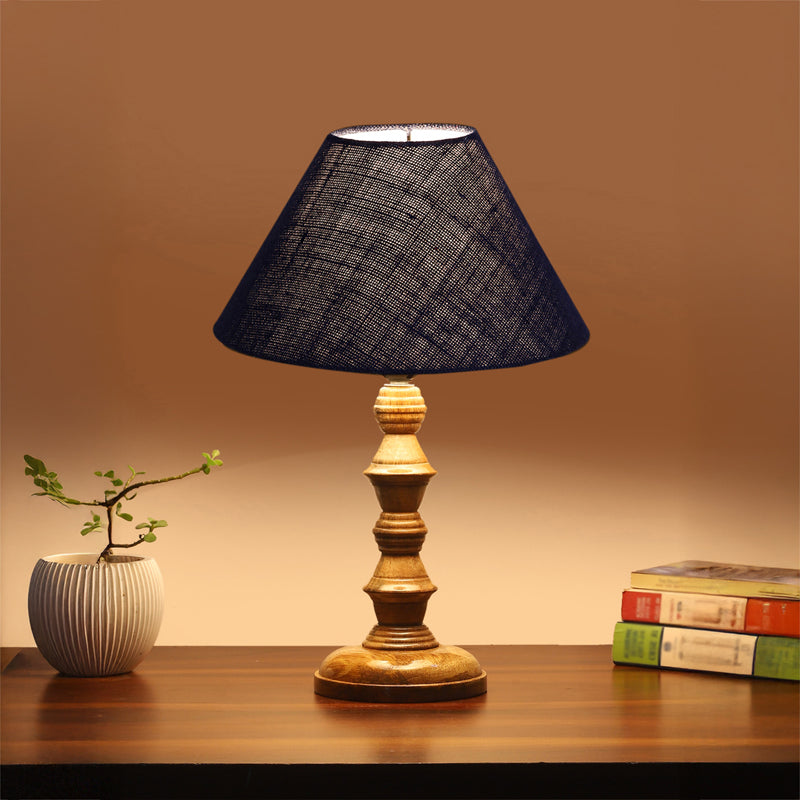 Sienna II Timber Wooden Table Lamp - Blue,Brown