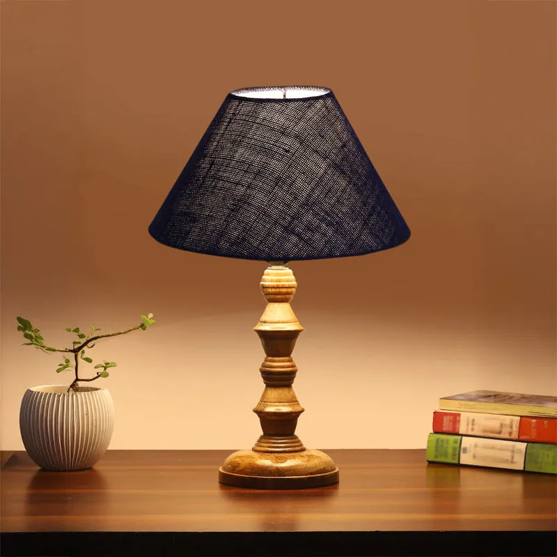 Sienna II Timber Wooden Table Lamp - Blue,Brown media 1