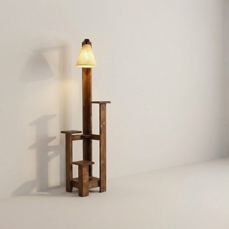 Clastre Jute & Wooden Floor Lamp With Shelves media 8