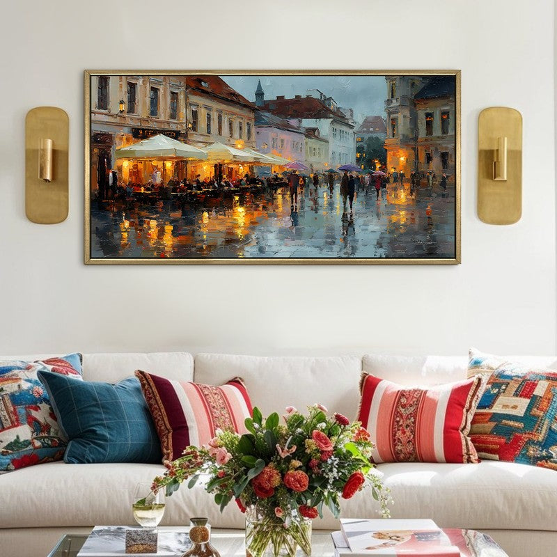Nocturne Rain Canvas Wall Painting With Frame