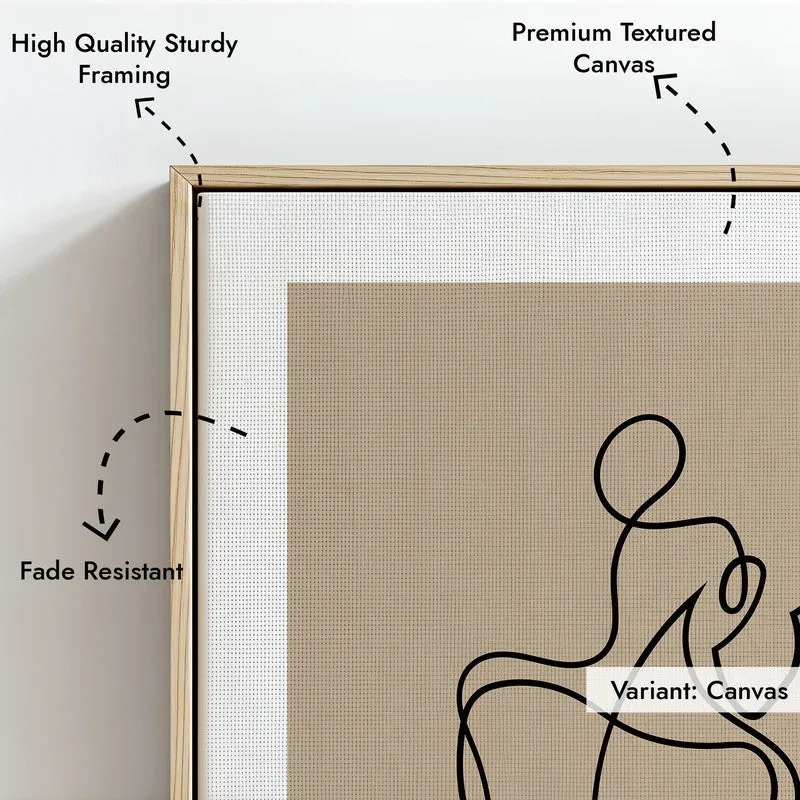 Vellum Nude Canvas Wall Painting With Brown Frame media 8