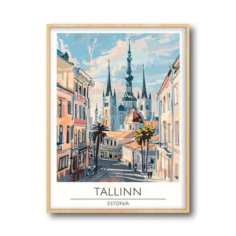 Vintage Tallin Framed Canvas Archival Canvas Wall Painting - Natural Brown Frame media 5