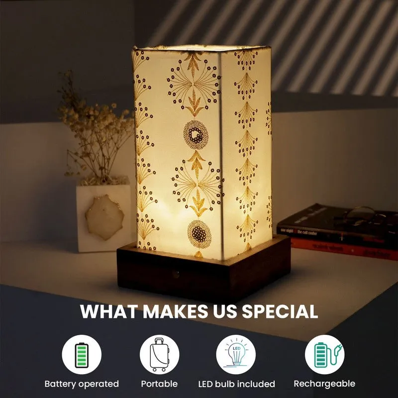 Luma Recta Base Fabric Wooden Table Lamp - Multicolor media 7