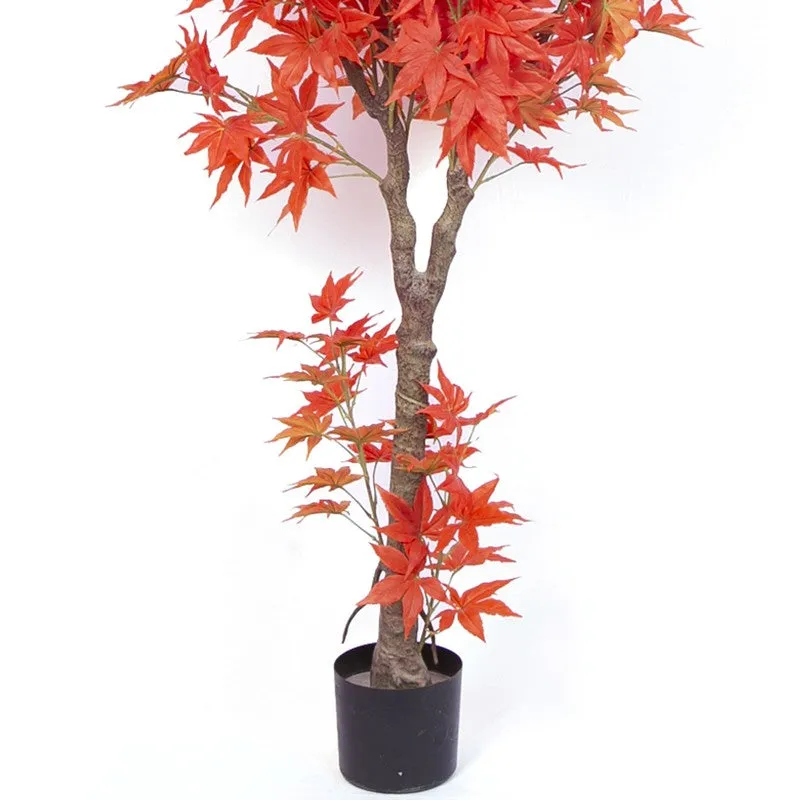 Crimson Leaf Artificial Maple Artificial Plant With Black Plastic Pot media 5