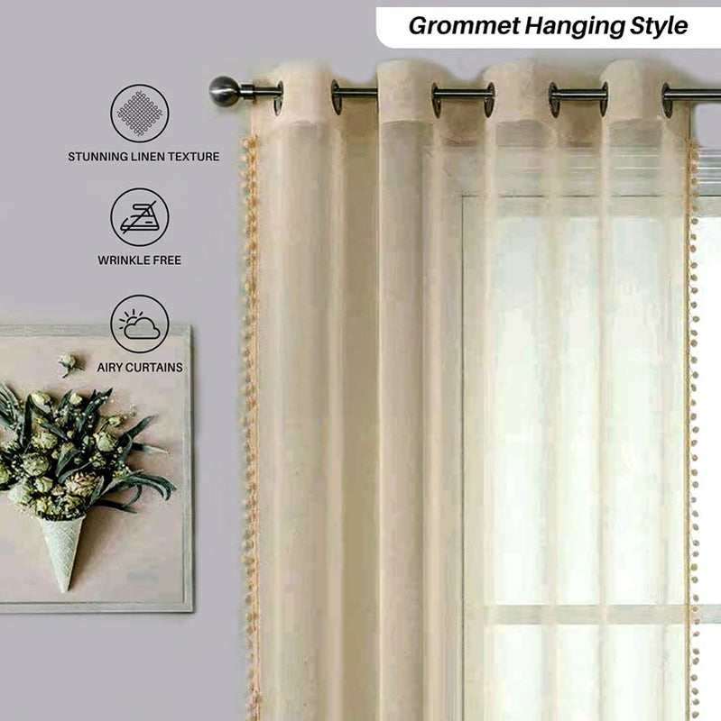 Urban Space Kanya Linen-Textured Curtain (Beige) - Set Of Two media 3