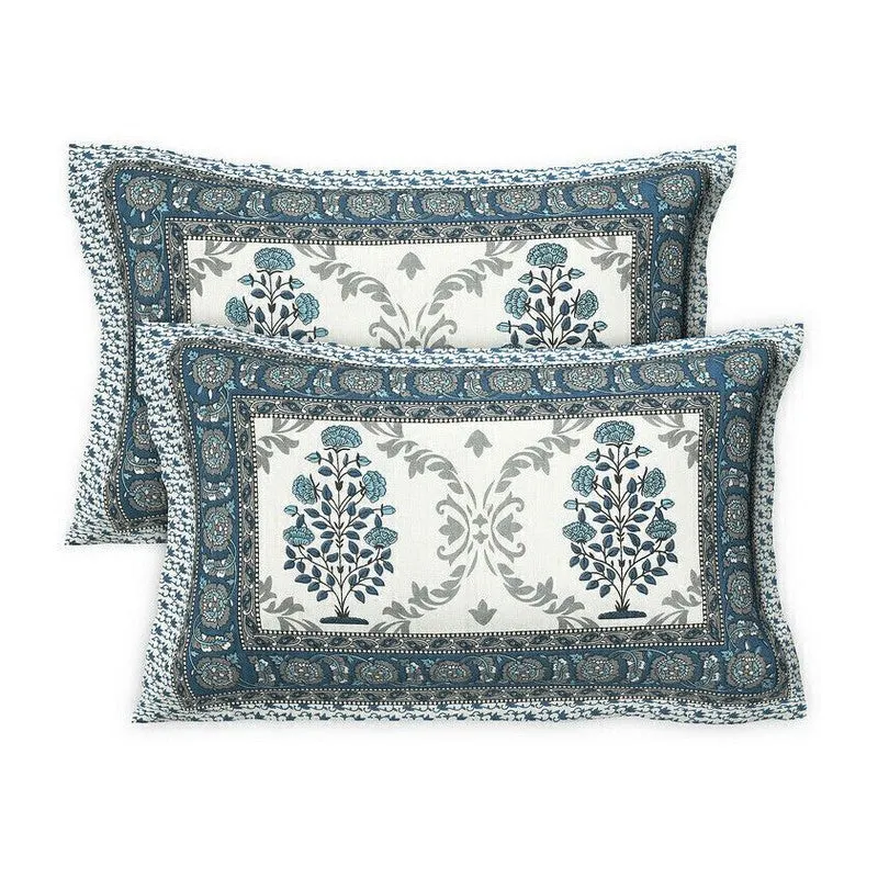 Floraa Cotton Bedsheet (Blue,White) - 240 TC media 6