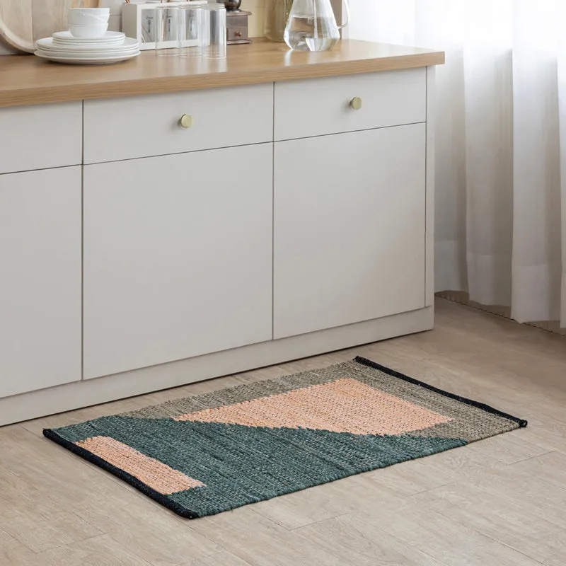 Solven Cotton Door Mats - Blue, Beige media 3