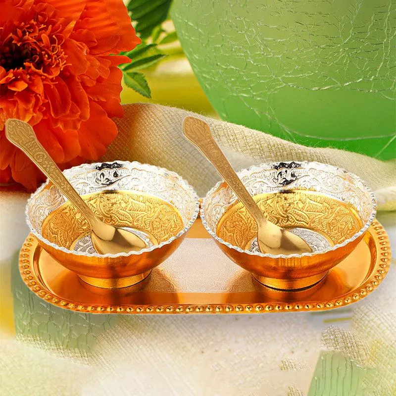 Nandini Bowl With Spoon & Tray (100 ML) - Set Of Five media 1