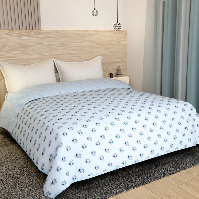 Tiny Bloom Printed Cotton Dohar (Blue,White) - 120 GSM media 3