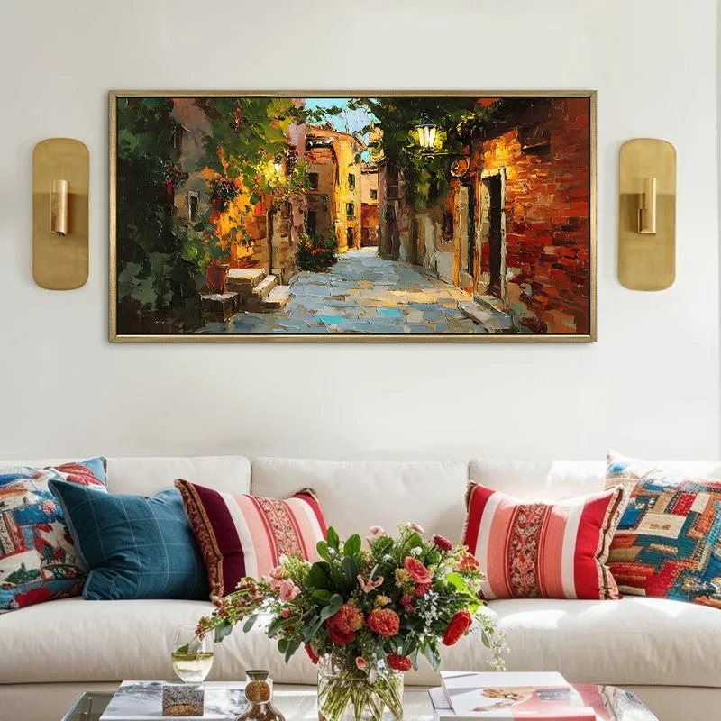 Alleyway Canvas Wall Painting With Frame media 1