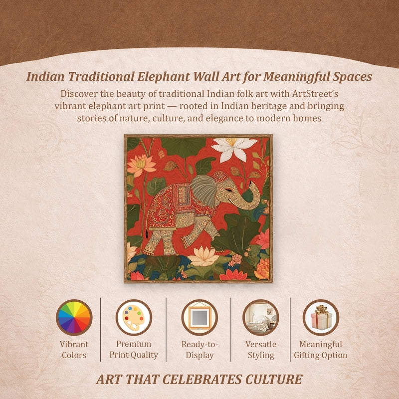 Cultural Gajraj Canvas Wall Art With Frame media 5