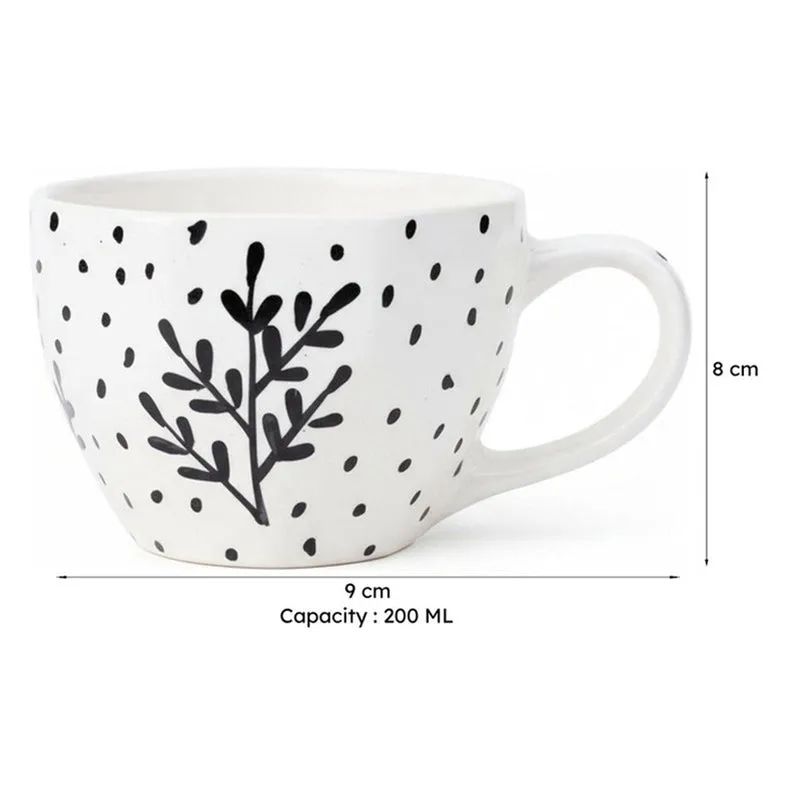 Bettina Ceramic Tea Cup (200 mL)/White,Black) - 6