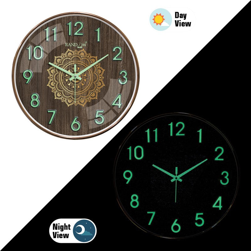Mandala Round Floral Plastic Wall Clock - Brown media 4