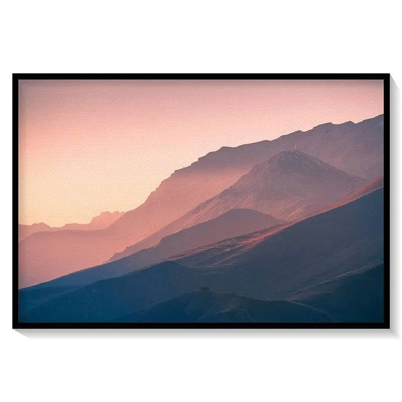 Mountain Sunset Canvas Wall Painting - Black Frame media 5