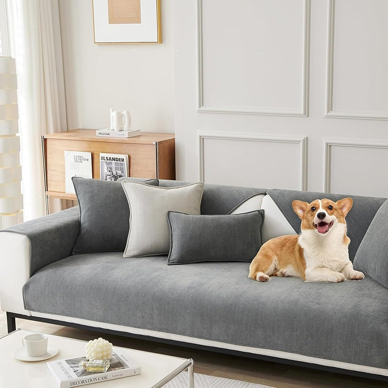 Herringbone Chenille Sofa Mat - Grey media 7