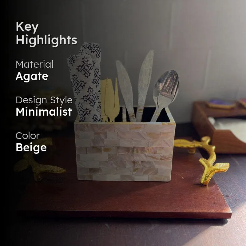 Suzzaine Handcrafted Mother Of Pearl Cutlery Holder media 2