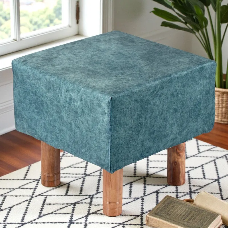 Trixon Acacia Wooden Ottomans - Blue media 1