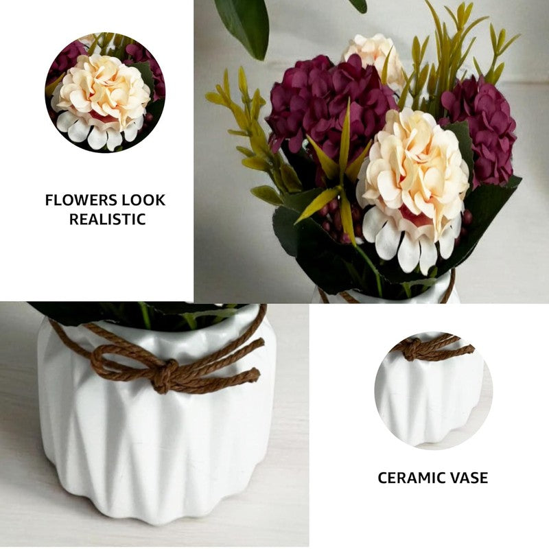 Faux Geranium Artificial Flower With Ceramic Pot media 5