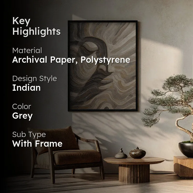 Flowing Buddha Tranquility Wall Painting With Black Frame media 2