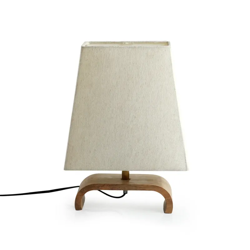 Navitha Handcrafted Mango Wood Table Lamp - Brown,White media 4