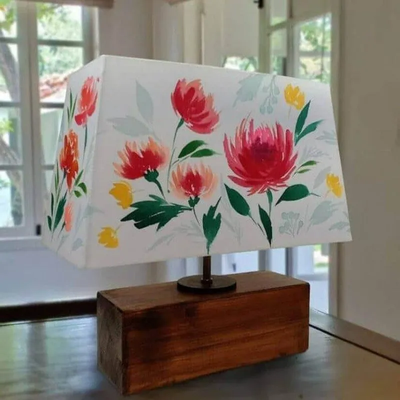 Xeno Flora Handpainted Fabric Table Lamp - Multicolor media 3