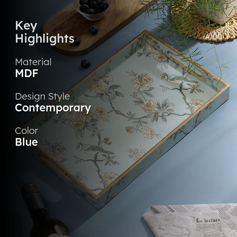 Ketaki Enamel Coated Serving Tray - Aqua Green media 2