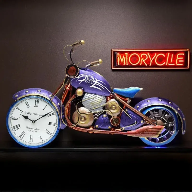 Urban Motorcycle Style Metal Wall Clock media 3