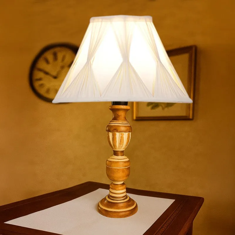 Zenrae Smocked Wooden Table Lamp - Ivory media 3