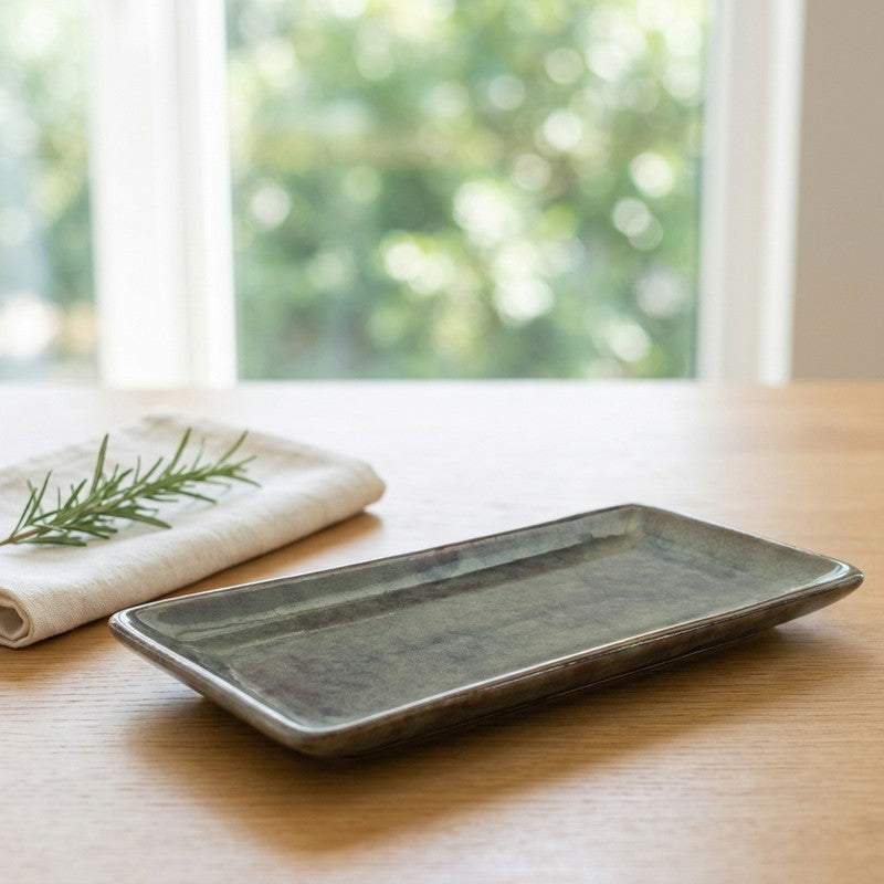 Ceramic Rectangular Platter - Olive